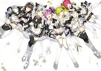 Maids, sweet, white, black, smile, beautiful, uniforms, beauty, woman, anime girl, lady, anime, girls, lovely, female HD wallpaper