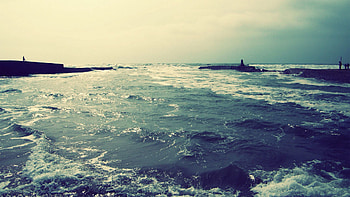 People, Nature, Sea, Waves, Pier, Colors, Color, Foam, Paints HD wallpaper