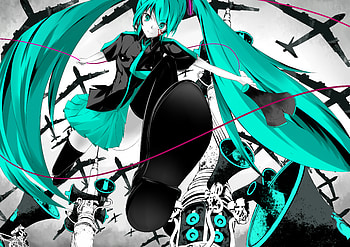 Hatsune Miku - Love is War, mega, black, awesome, song, cute, vocaloid, beauty, nice, miku, music, vocaloids, hatsune, blood, love is war, skirt, thighhigh, hatsune miku, twintail, girl, aqua, beautiful, planes, diva, tie, gray, anime, airplanes, pretty, red, cool, idol, virtual HD wallpaper