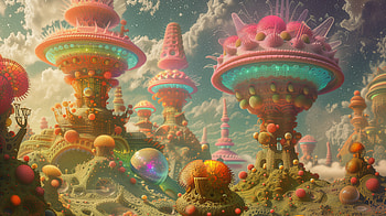 Hypnotic Psychedelic Landscape, trippy, psychedelic, fantasy landscape, surreal architecture HD wallpaper