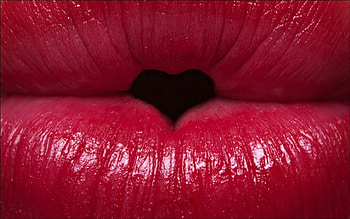 Red Lips/ Heart, Heart, Abstract, Lips, Red HD wallpaper