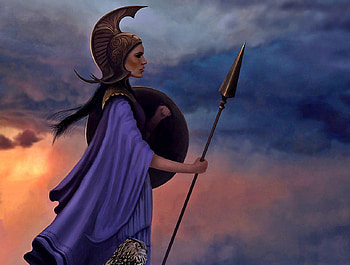 Athena, mythology, women, fantasy, diety HD wallpaper