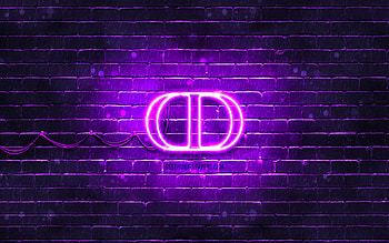 Christian Dior violet logo, , violet brickwall, Christian Dior logo, fashion brands, Christian Dior neon logo, Christian Dior HD wallpaper