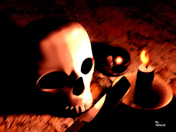 The Skull, skull, knife, candle HD wallpaper
