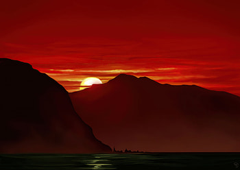 Peaceful Mountains Sunset , mountains, sunset, minimalism, minimalist, artist, artwork, digital-art, deviantart HD wallpaper