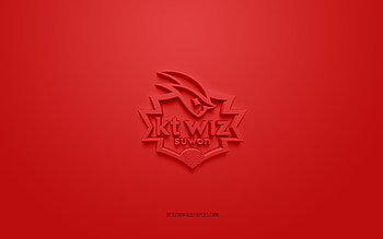 KT Wiz Suwon, creative 3D logo, red background, KBO League, 3d emblem, South Korean baseball Club, Suwon, South Korea, 3d art, baseball, KT Wiz Suwon 3d logo HD wallpaper