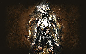 Wukong, Warframe, brown stone background, Warframe characters, Wukong Warframe, Wukong skin, creative art HD wallpaper