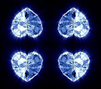 DIAMONDS, blue, hearts, diamond, sparkles, dark HD wallpaper