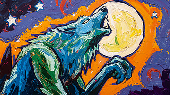Majestic Werewolf in Vibrant Ultra, werewolf, wolf, moon, Night Sky, colorful art HD wallpaper