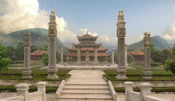 Temple, majesty, cloud, mountain HD wallpaper