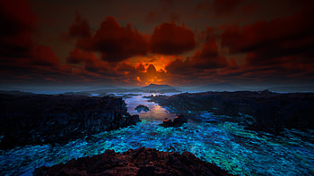 Virtual Reality Sunset Over Blue Ocean Glow – Light and Color Fantasy, virtual reality, light, colors, sunset HD wallpaper