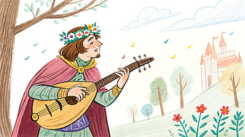 Bard’s Melody: Enchanted Castle Tune in Bloom, bard, musician, prince, castle HD wallpaper