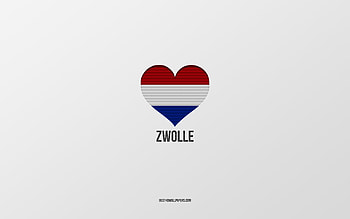 I Love Zwolle, Dutch cities, Day of Zwolle, gray background, Zwolle, Netherlands, Dutch flag heart, favorite cities, Love Zwolle HD wallpaper