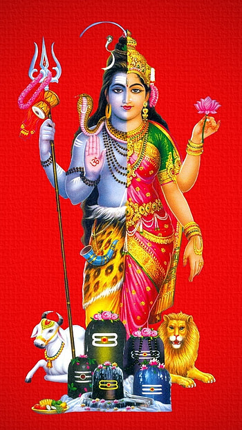 Sivan Parvathi, Red Background HD phone wallpaper