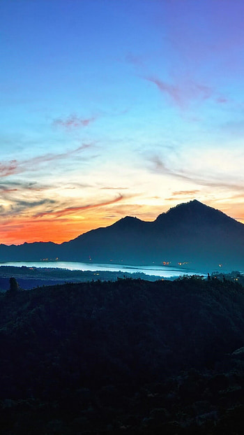 Bali sunrise, Majestic mountains, Sky's beauty, Captivating landscapes HD phone wallpaper