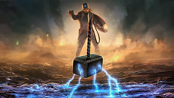 Captain America Wielding Thor Mighty Hammer, captain-america, superheroes, artwork, digital-art HD wallpaper