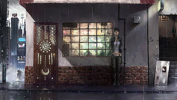 Anime Girl Standing In Rain, anime, anime-girl HD wallpaper