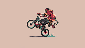 Cyclist wheelie, Minimal , Urban landscape, BMX tricks HD wallpaper