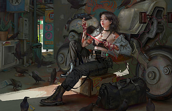 Fantasy girl, art, ting xie, fantasy, luminos, girl, dark HD wallpaper