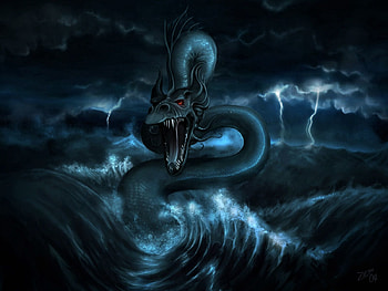 Water, Fantasy, Snakes, Storm, Monster HD wallpaper