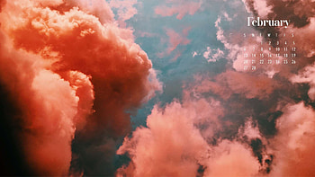 Pink Aesthetic Blue Sky February Calendar February HD wallpaper