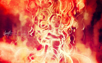 Esmeralda, anime, fire, flames, female HD wallpaper