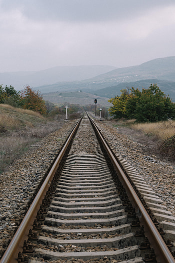 Nature, Fog, Hills, Railway, Rails HD phone wallpaper