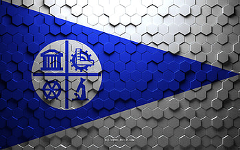 Flag of Minneapolis, honeycomb art, Minneapolis hexagons flag, Minneapolis, 3d hexagons art, Minneapolis flag HD wallpaper