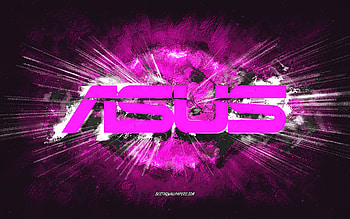 Asus logo, grunge art, pink stone background, Asus pink logo, Asus, creative art, Asus grunge logo HD wallpaper