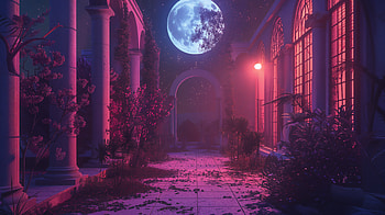 Chill Lofi Vibes: A Vaporwave Escape, chill lofi, vaporwave, moonlight, architecture, night HD wallpaper