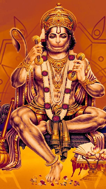 Jay Hanuman, Beautiful, Orange Background HD phone wallpaper