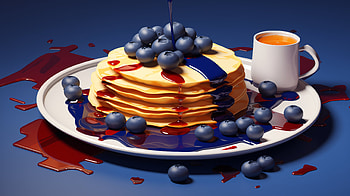 Delicious Blueberry Pancakes, blueberry, pancake, blueberry pancake, syrup, breakfast HD wallpaper