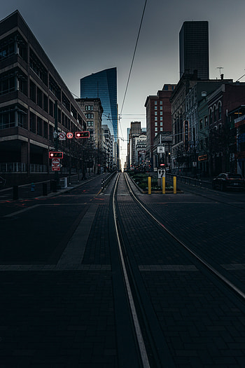 Rails, Cities, City, Building, Road, Street HD phone wallpaper