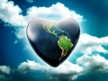 The World in Love, World, art, love, air, clouds, sky, heart HD wallpaper