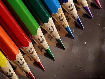 Emotions, frown, reflection, pencils, smile HD wallpaper