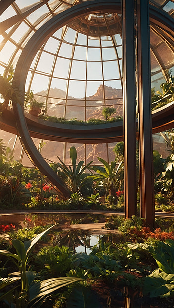 Futuristic Botanical Garden Inside a Glass Dome, Sci Fi, Nature, Architecture HD phone wallpaper
