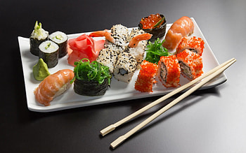 Sushi masterpiece, Exquisite presentation, Culinary art, Elegant HD wallpaper