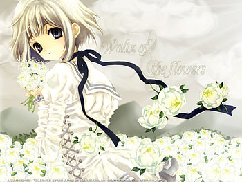 Waltz of the flowers, white, ribbon, cute, girl, beautiful, beauty, anime, wedding, pretty, adumi tohru, flowers, adorable HD wallpaper