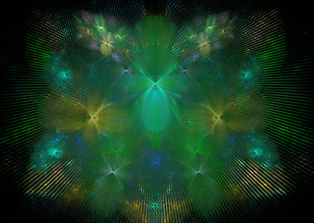 Pretty in green, blue, yellow, fractals, green, fractal HD wallpaper