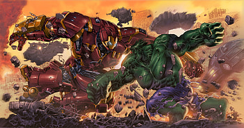 Iron Hulkbuster Vs Hulk, hulk, superheroes, artist, artstation, digital-art, artwork HD wallpaper