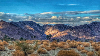 Cove Oasis, La Quinta, California, rocks, mountains, usa, clouds, landscape, sky HD wallpaper