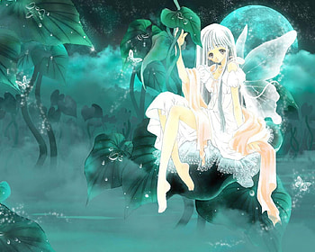 Fairy of nature, wings, leaves, anime, water HD wallpaper