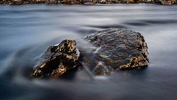 Closeup View Of Stones Water With Fog Nature HD wallpaper