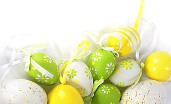 Happy Easter!, egg, white, yellow, green, card, easter HD wallpaper