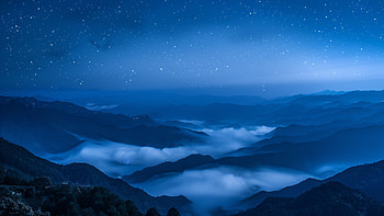 Starry Mountain Valley, starry sky HD wallpaper