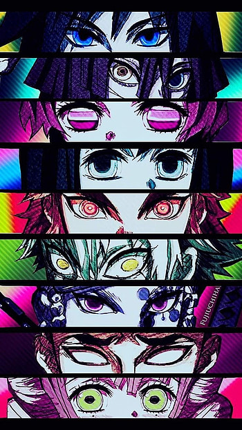 Kimetsu no yaiba, eye, magenta HD phone wallpaper