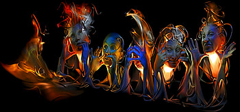 Bewitch Family, fascinating, faces, abstract, burning HD wallpaper