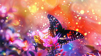 Vivid Butterfly Wonderland, nature, butterfly, flower, colorful, Abstract HD wallpaper