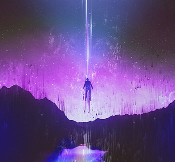 Silhouette, man, flight, glitch art HD wallpaper