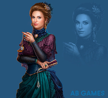 Lady, blue, hand fan, fantasy, ab games, abgames, girl HD wallpaper